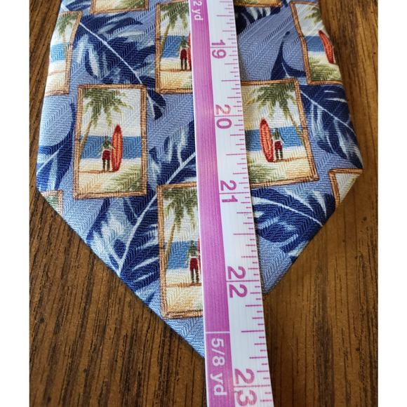 Tropicals By Tango Men's Blur Silk Beach Palm Trees Summer Waves Necktie Tie - Picture 7 of 7